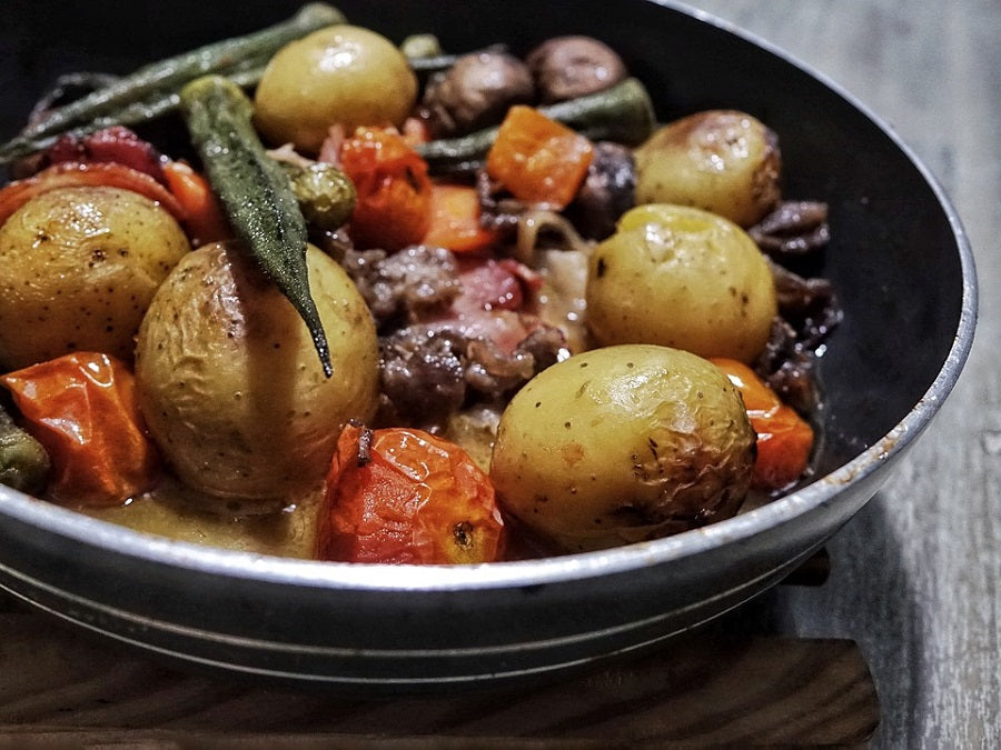 Rosmarinkartoffeln im Ofen mit Gemüse